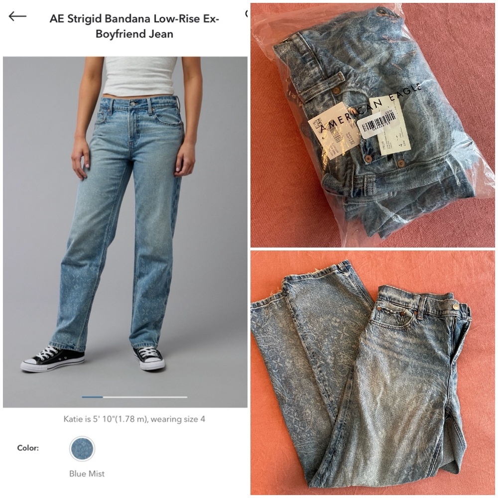 New American Eagle women’s paisley bandana print boyfriend jeans 4L fits 6